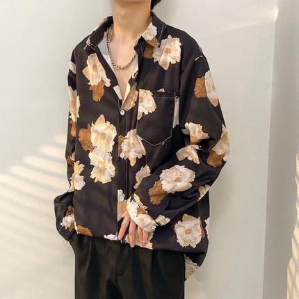 Fairy shirt men's Spring and Autumn fun printed shirt men's long sleeve Hong Kong style loose fashion casual Japanese coat