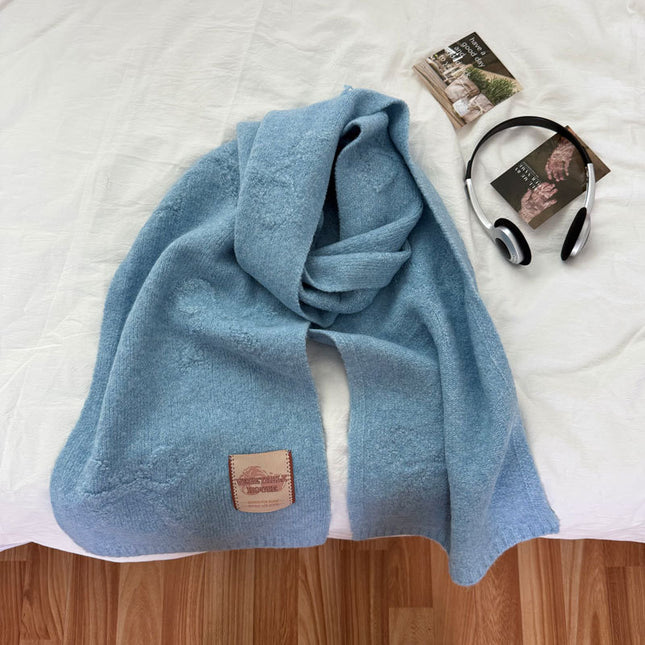 Jumei Gentle Color |   Cream Style Scarf with Wool Bow Sweet Scarf for Girls Autumn and Winter