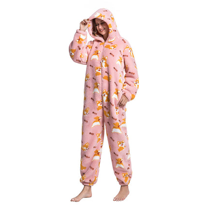 Mixed Wholesale Autumn and Winter Cotton Velvet Animal Cartoon Siamese Pajamas Thickened Men and Women Couple Home Clothes Tianma Adult