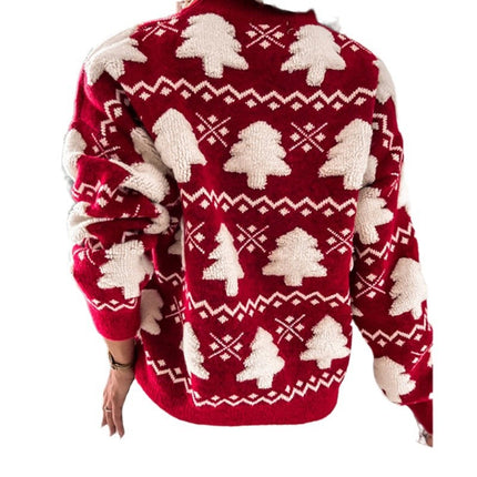 European and American New Winter Cross-border Sweater Christmas Sweater Women's Half-turtleneck Christmas Towel Embroidered Long-sleeved Sweater Women