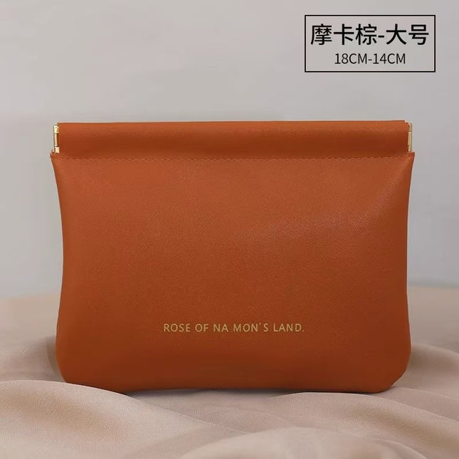 Mini Storage Bag Data Cable Automatic Closure Wired Headset Portable Bag Cosmetic Mouth Red Bag