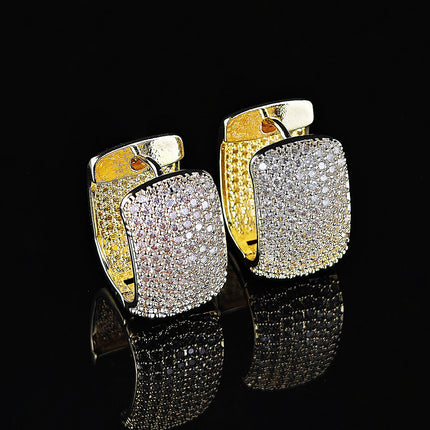 Super Flash Women's Full Diamond Earrings European and American Fashion Simple Personality Earrings Cold Style All-match Square Ear Buckle e8451