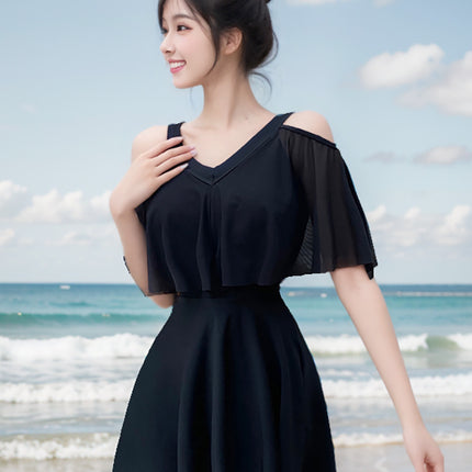 2025 New Popular One-Piece Swimsuit for Women, High-End, Conservative Skirt Style, Belly-Covering, Slimming Look, Fashionable and Super Fairy Hot Spring Bathing