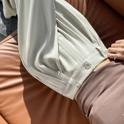 Pleated Wide-leg Pants Loose-fit Pants Casual Long Pants Multi-color Multi-size Small Tall Spring and Autumn Women