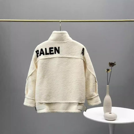 24 Autumn and Winter Paris Home Lambskin Jacket Back Letter Embroidered Warm Comfortable Lined Suede Jacket