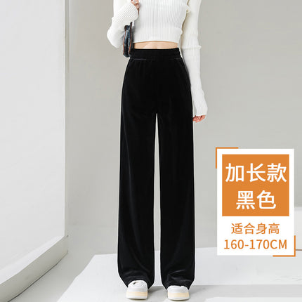 Factory a generation of gold velvet wide leg pants women fall/winter high waist sagging slim loose casual fleece-lined velvet pants