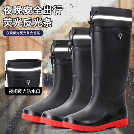Night reflective Senior high school low men's rain boots safe travel fishing security site mountain-seeking non-slip rain boots water shoes rubber shoes