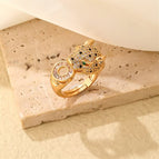 Leopard head ring-gold