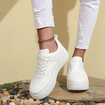 White Shoes Women's New Fashion Sports Casual Shoes Cross-border Foreign Trade plus size All-match Breathable Thick Sole Heightening Shoes