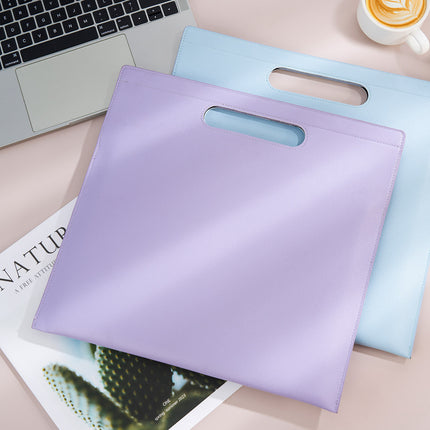 A4 Leather Magnetic Satchel Document Bag Custom Logo Folder Large Capacity File Bag Business Contract Storage Bag