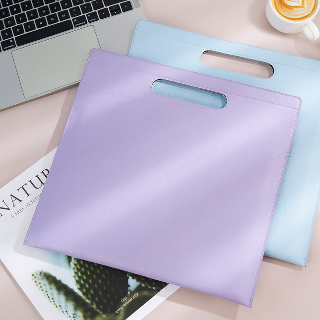 A4 Leather Magnetic Satchel Document Bag Custom Logo Folder Large Capacity File Bag Business Contract Storage Bag