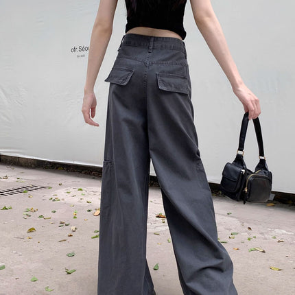 Commuting Loose High-Waisted Wide-Leg Jeans Spring and Autumn New Workwear Design Niche Floor-Length Jeans