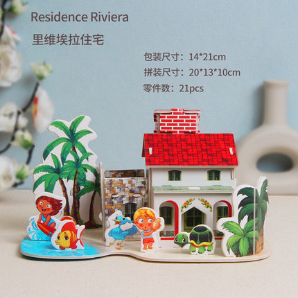 Paper 3D Stereo Puzzle Education School Model DIY Handmade Kidsren's Educational Toys Girls Kindergarten Wholesale