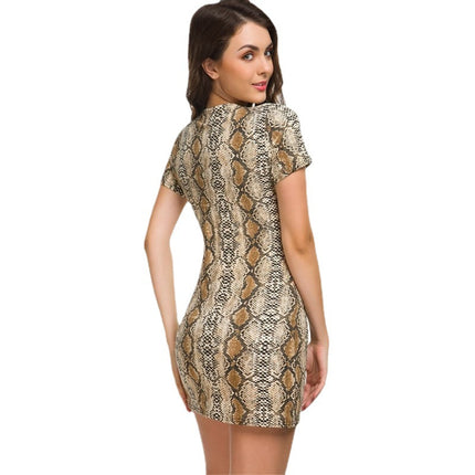 2023 European and American summer new AliExpress wish Amazon leopard print short sleeve V-neck dress women's hip dress