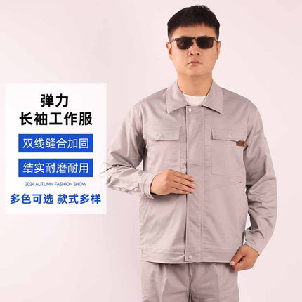 Spring and Autumn Long Sleeve Work Clothes suit Men's and Women's Cleaning Site Engineering Elastic Work Clothes Jacket Auto Repair Property