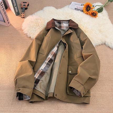 Spring and Summer Fashion Men's and Women's Warm Windproof Waterproof Casual Collar Collar Jacket