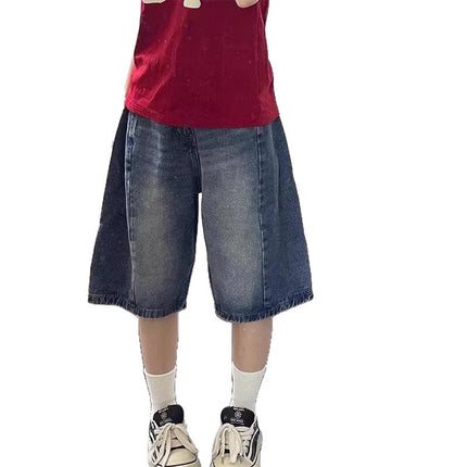 American Retro Five-Point Pants for Women 2025 New Summer Loose Slimming Pear-Shaped Figure Wide-Leg Casual Denim Shorts