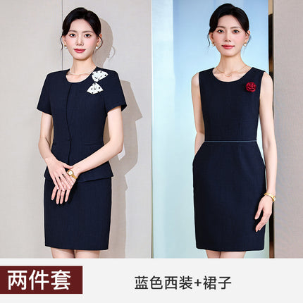 Stewardess Professional suit Women's Summer Suit Dress Dress Female Teacher Sales Department Hotel Front Desk Work Clothes Uniform