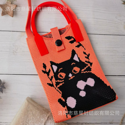 Girl's Heart-Shaped Knitted Crossbody Bag