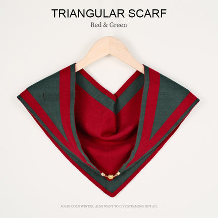 Autumn and Winter Magnetic Buckle Coloring Border Knitted Double-Sided Triangle Towel Women's Small Golden Ball High-grade Neck Protection Neck Shawl