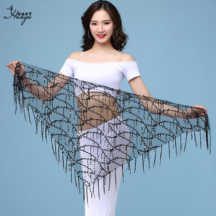 Belly Dance Waist Chain Sequin Tassel Triangle Scarf Performance Hip Scarf Practice Waist Chain Waist Scarf Hip Scarf Clothing Belt Wholesale