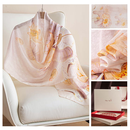 Silk Scarf, Long and Elegant, New Autumn Style, Mulberry Silk Printed, Fashionable Women's Scarf, Versatile