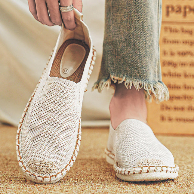Canvas Men's Shoes Summer Breathable Thin Lazy Slip-on Casual Sneakers Sports Cloth Shoes Fisherman Trendy Shoes