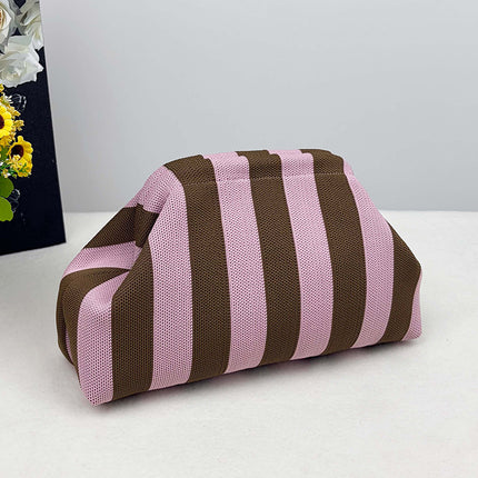 Cross-Border Dropshipping Knitted Bag Striped Clutch Bag for Women Fly-Knit Cloud Versatile Stylish Portable Makeup Bag Large Capacity