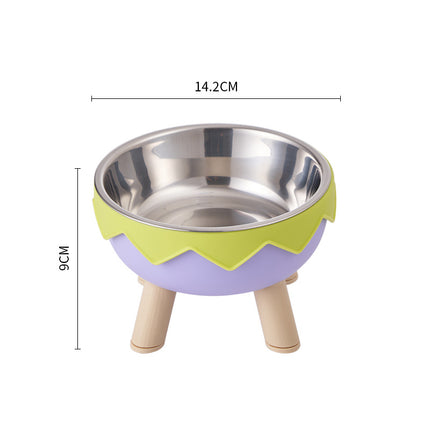 Pet stainless steel bowl non-slip large capacity dog bowl cat goblet bowl neck protection pet bowl anti-knock cat bowl new