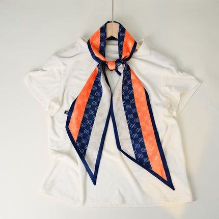 2025 European and American-style Beveled Silk Scarf Cross-border Silk Cashew Dot Long High-end Ribbon Scarf Women's Belt