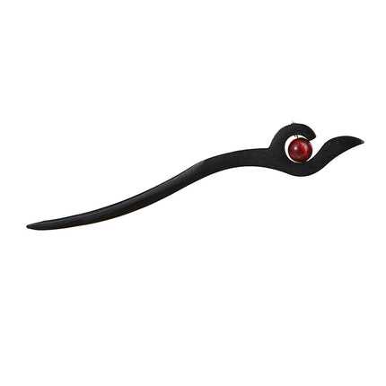 Antique Hairpin Step Tassel Wood Hairpin Imitation Ebony Headwear Disc Hair Simple Accessories Ancient Dress Hairpin Women's Hair