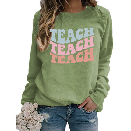 Amazon foreign trade source teach printed round neck jacket sweater European size European and American women's coat long sleeve autumn and winter