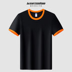 [long-staple cotton color-blocked short sleeves] mshj-25662 black and orange / S