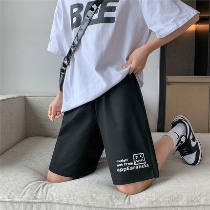 Girls Wear Running High School Entrance Examination Physical Education Junior High School Senior high school Girls Five-point Pants Loose Waist Shorts Wide Leg Pants Summer