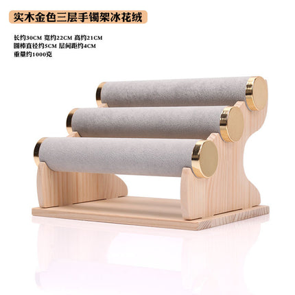 Solid Wood Gold Bracelet Bracelet Display Stand Watch Head Flower Hair Band Necklace Jewelry Storage Rack Live Broadcast Display Props