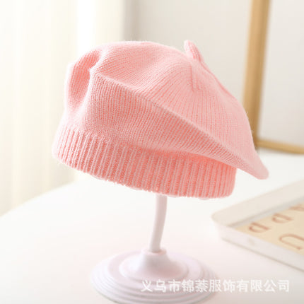 Spring and Autumn Korean Style Baby Boy and Girl Candy Color All-match Knitted Beret Children's Western Style Casual Wool Hat Paintler Hat