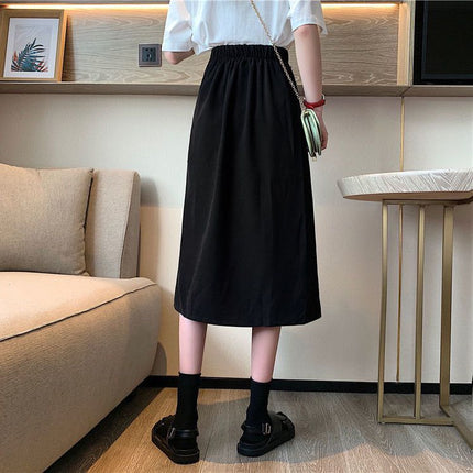 Early autumn versatile split Korean style high-end 20 women's clothing sense 23 mid-length hip skirt high waist slimming A- line skirt
