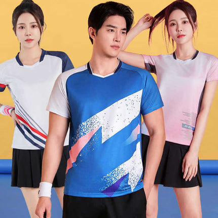 Badminton Clothing Top Men's Short-sleeved Quick-drying Women's Air Volleyball Competition Clothing Training Table Tennis Team Clothing Printing Summer