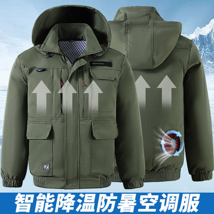 Summer Cooling Air-Conditioned Clothing with Hood for Men, Refrigeration Clothing with Fan, Welding Site Heatstroke Prevention Labor Protection Work Clothes
