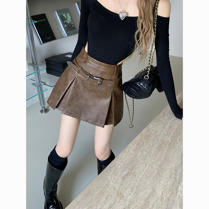 High-wAisted PleAted Short Skirt for Women in Autum, KoreAn Style 2024 New Design, Slimming Look, Age-reducing, VersAtile A-line Skirt