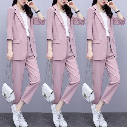 Internet Celebrity Thin Casual Suit 2023 New Elegant Fashion Ladies Business Wear Suit Pants Two-piece Set