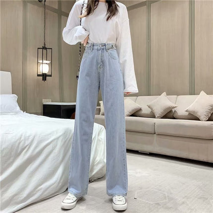 High waist wide leg jeans for women Summer 2024 New slimming versatile draping retro straight mop pants trendy