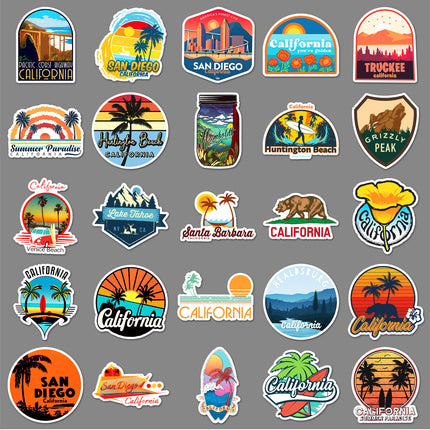 50 California Stickers California Cartoon Outdoor Landscape Travel Waterproof Decorative Hand Account Stickers