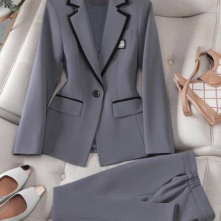 Formal Women's Suit Pants Set Autumn Winter New Fashion Apricot