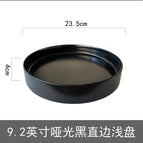 9.2inch matt black straight edge shallow dish