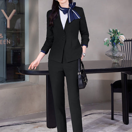 Stewardess Uniform Professional suit Female Spring and Autumn Fashion Front Desk Beautician Work Clothes Female Professional Temperament Suit Dress