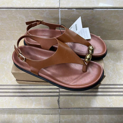 Foreign Trade Versatile Casual Metal Ring Flat Herringbone Women's Sandals