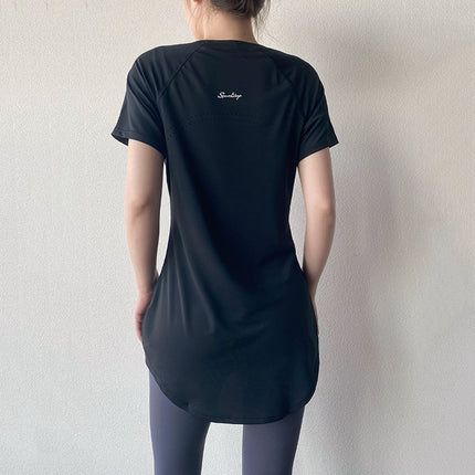 Yoga Clothing Short-sleeved Summer New Mid-length Hip Covering Slimming Quick-drying Top Breathable Fitness Sports T-shirt Women's Thin