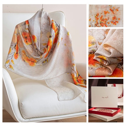 Silk Scarf, Long and Elegant, New Autumn Style, Mulberry Silk Printed, Fashionable Women's Scarf, Versatile