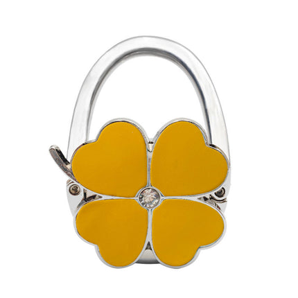 Spot Four-Leaf Clover Hanging Foldableing Portable Bag Hook Clover Pure Color Table Bag Hanging Device Handbag Bag Hook